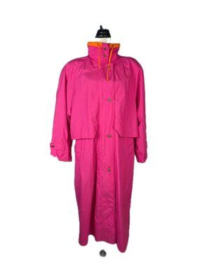 Neiman Marcus RN 43298  Trench Coat SZ 12 Hot Pink 80s Maximalist Barbiecore